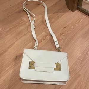 Sophie Hulme London White Leather Crossbody Bag